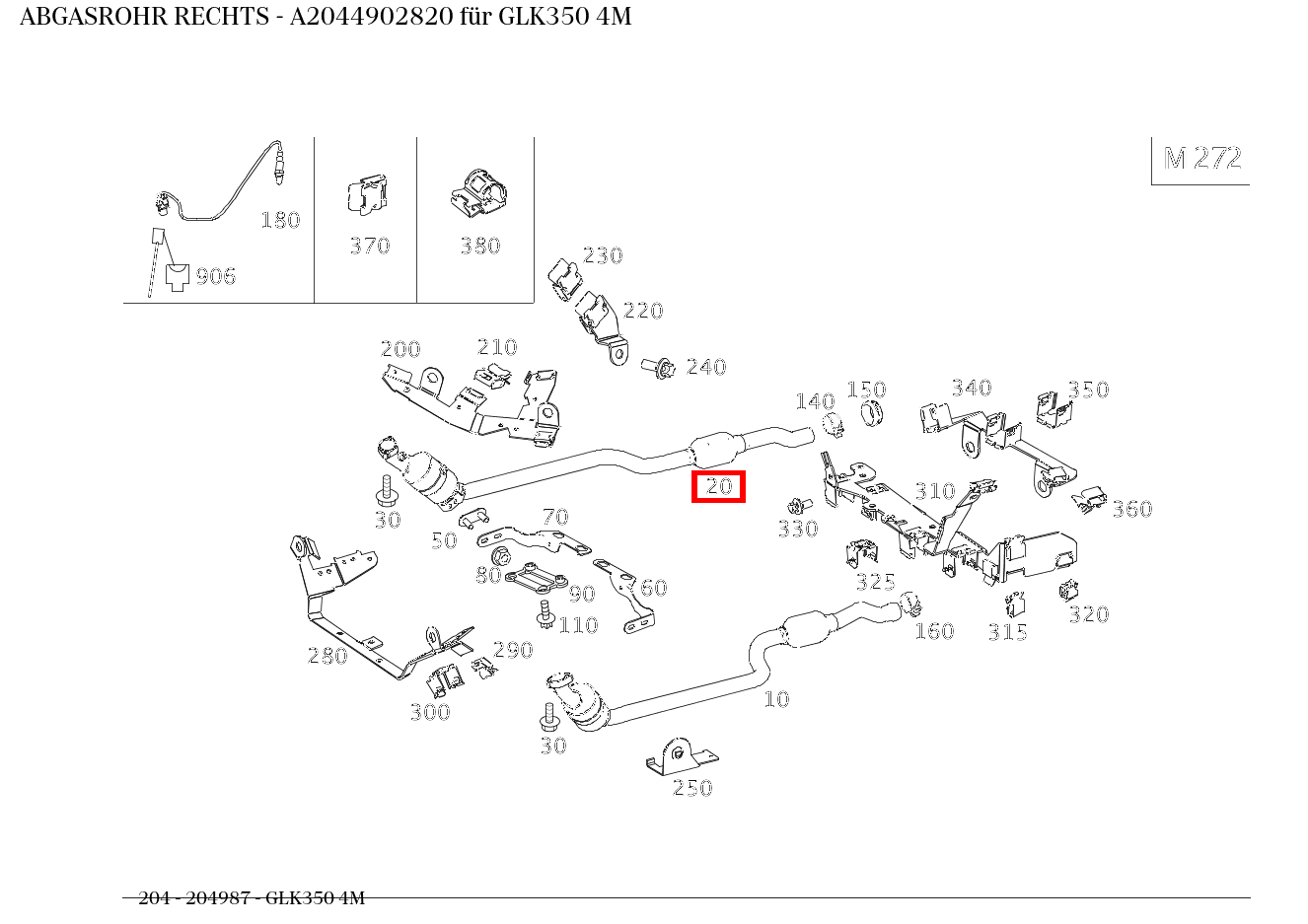 Abgasrohr RECHTS GLK350 4M 204 Abgasrohr RECHTS GLK350 4M 204