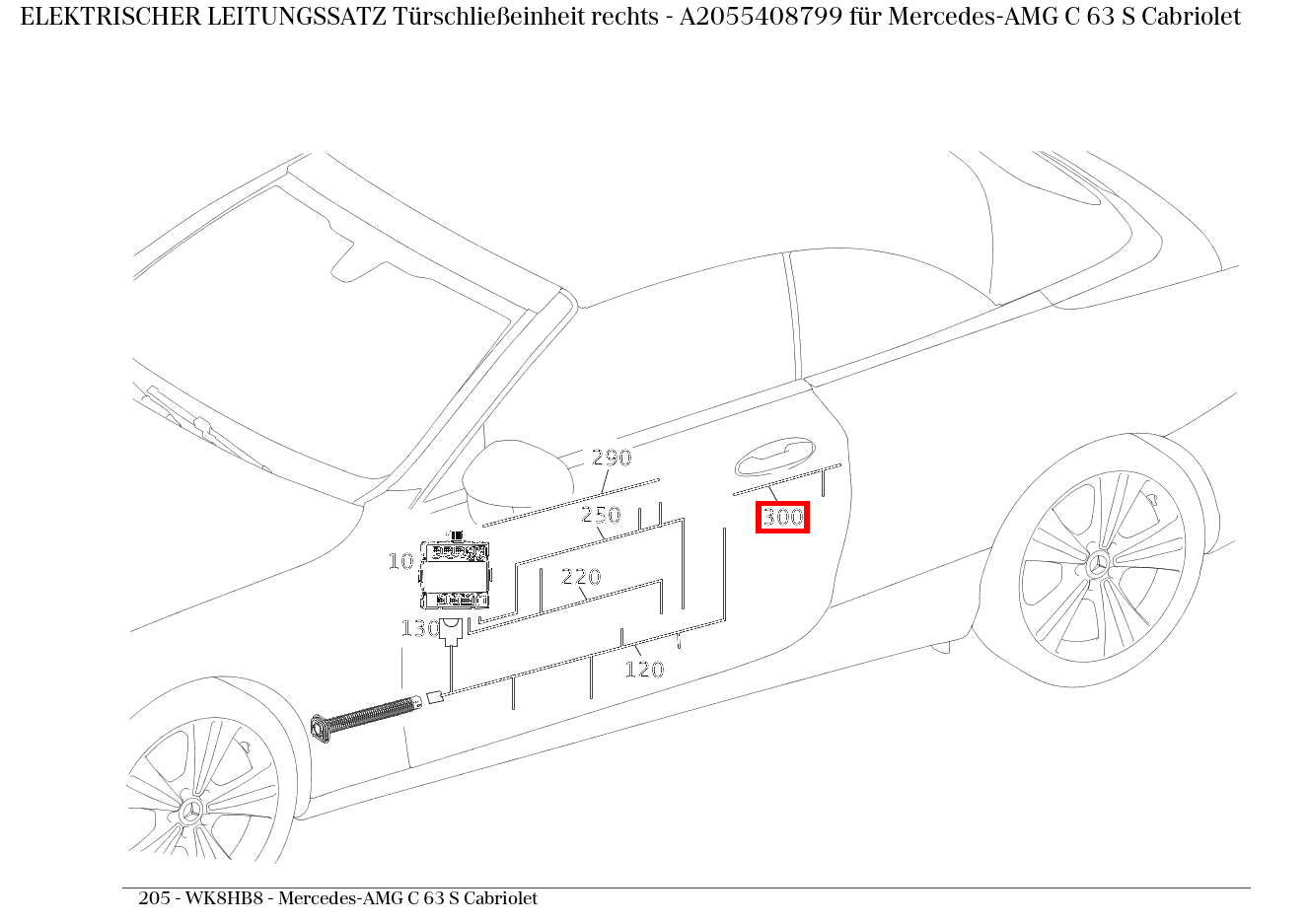 Elektrischer Leitungssatz Türschließeinheit rechts Mercedes-AMG C 63 S Cabriolet 205 Elektrischer Leitungssatz Türschließeinheit rechts Mercedes-AMG C 63 S Cabriolet 205