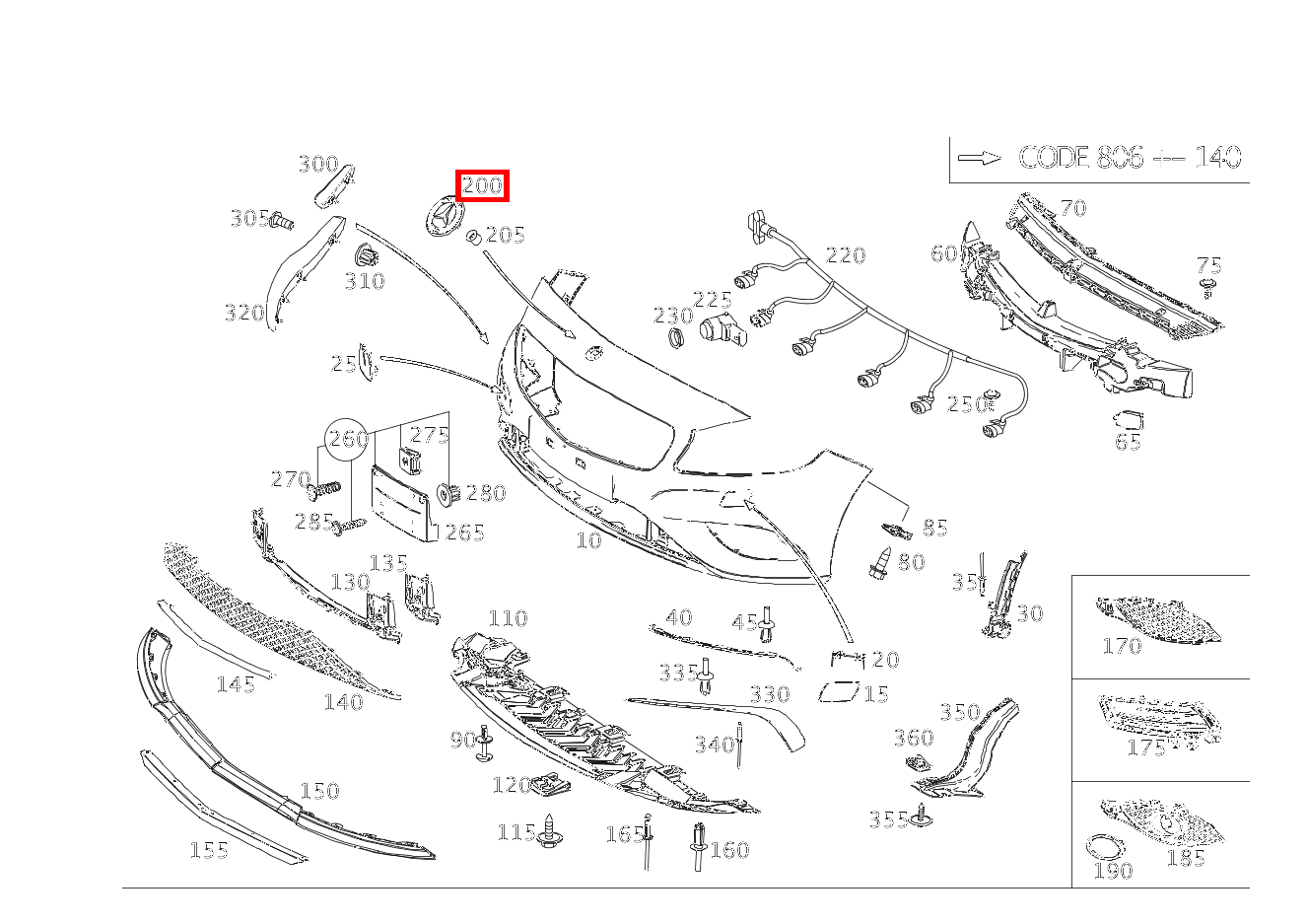 Firmenzeichen An Stoßfänger A 45 AMG 4MATIC 176 Firmenzeichen An Stoßfänger A 45 AMG 4MATIC 176