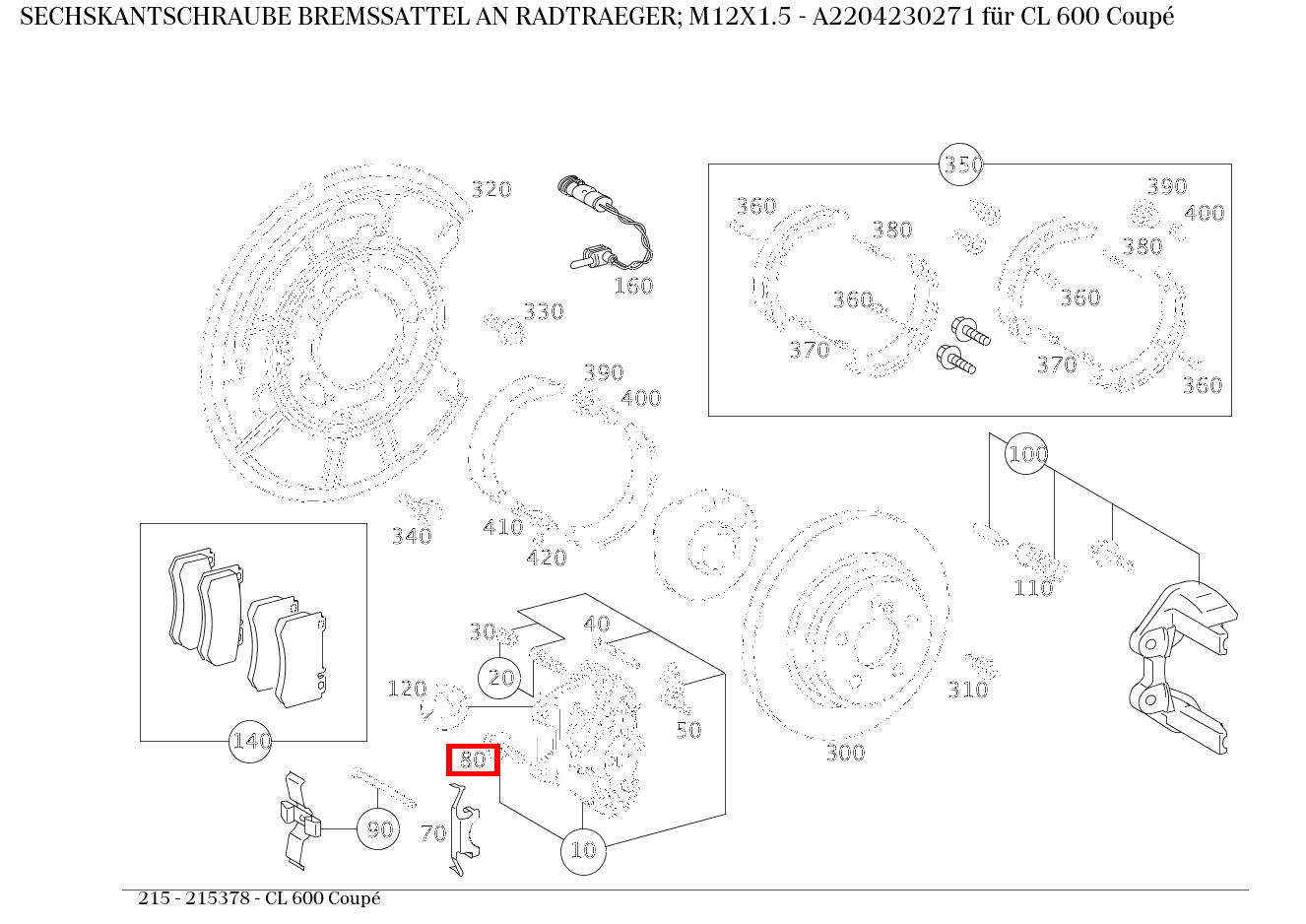 Sechskantschraube BREMSSATTEL AN RADTRAEGER RECHTS; M12X1.5 für CL 