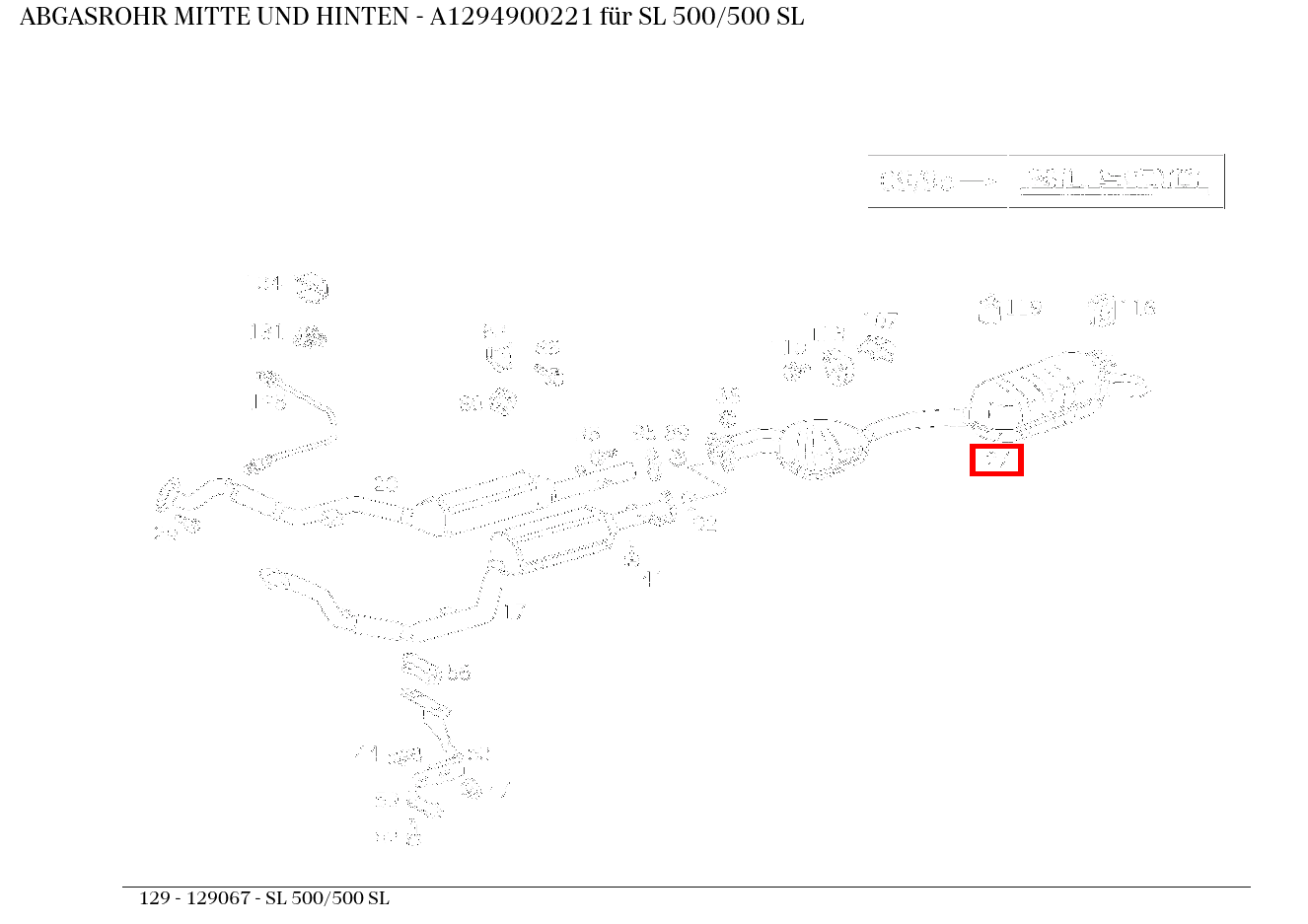 Abgasrohr MITTE UND HINTEN SL 500/500 SL 129 Abgasrohr MITTE UND HINTEN SL 500/500 SL 129