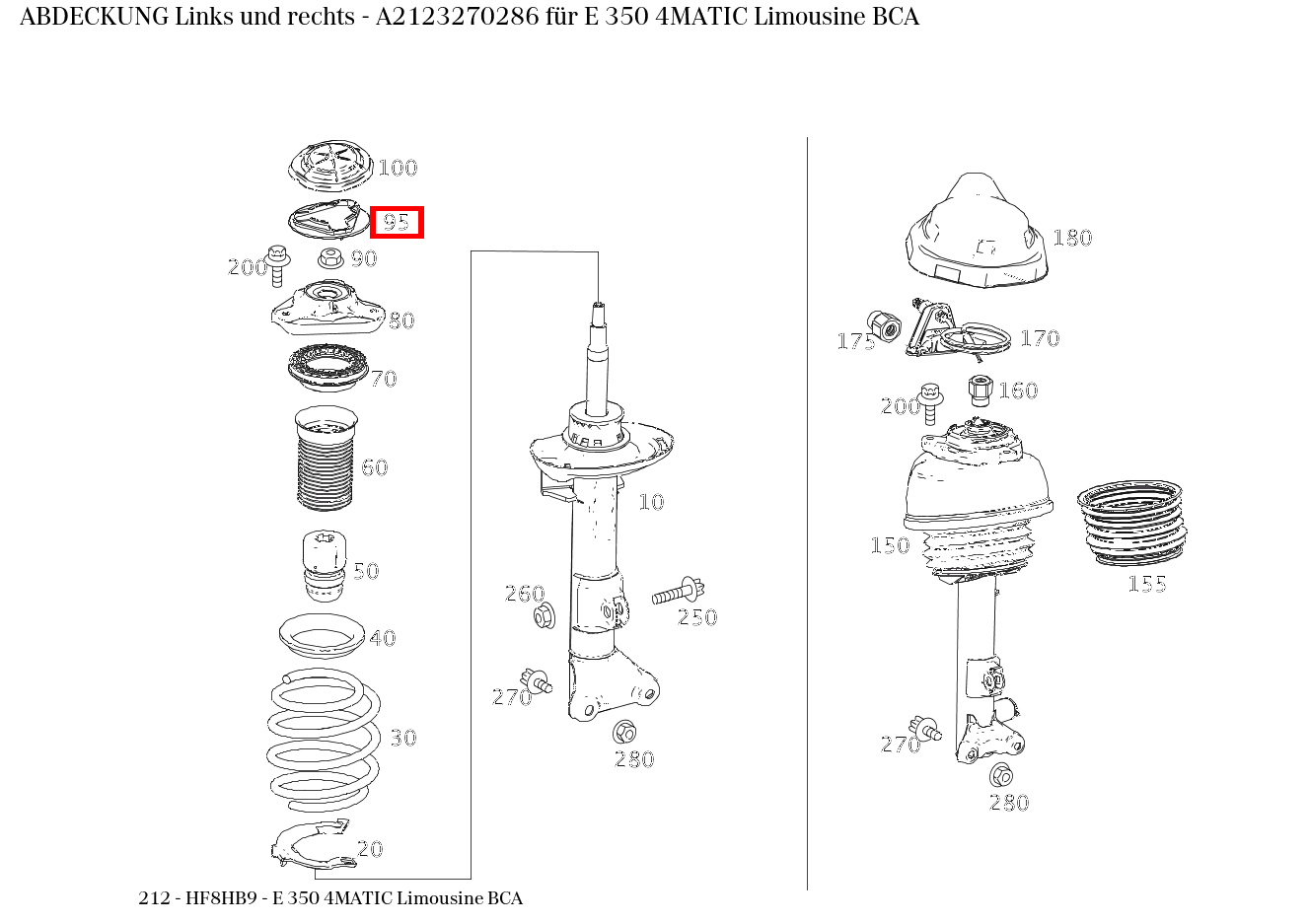 Abdeckung Links und rechts E 350 4MATIC Limousine BCA 212