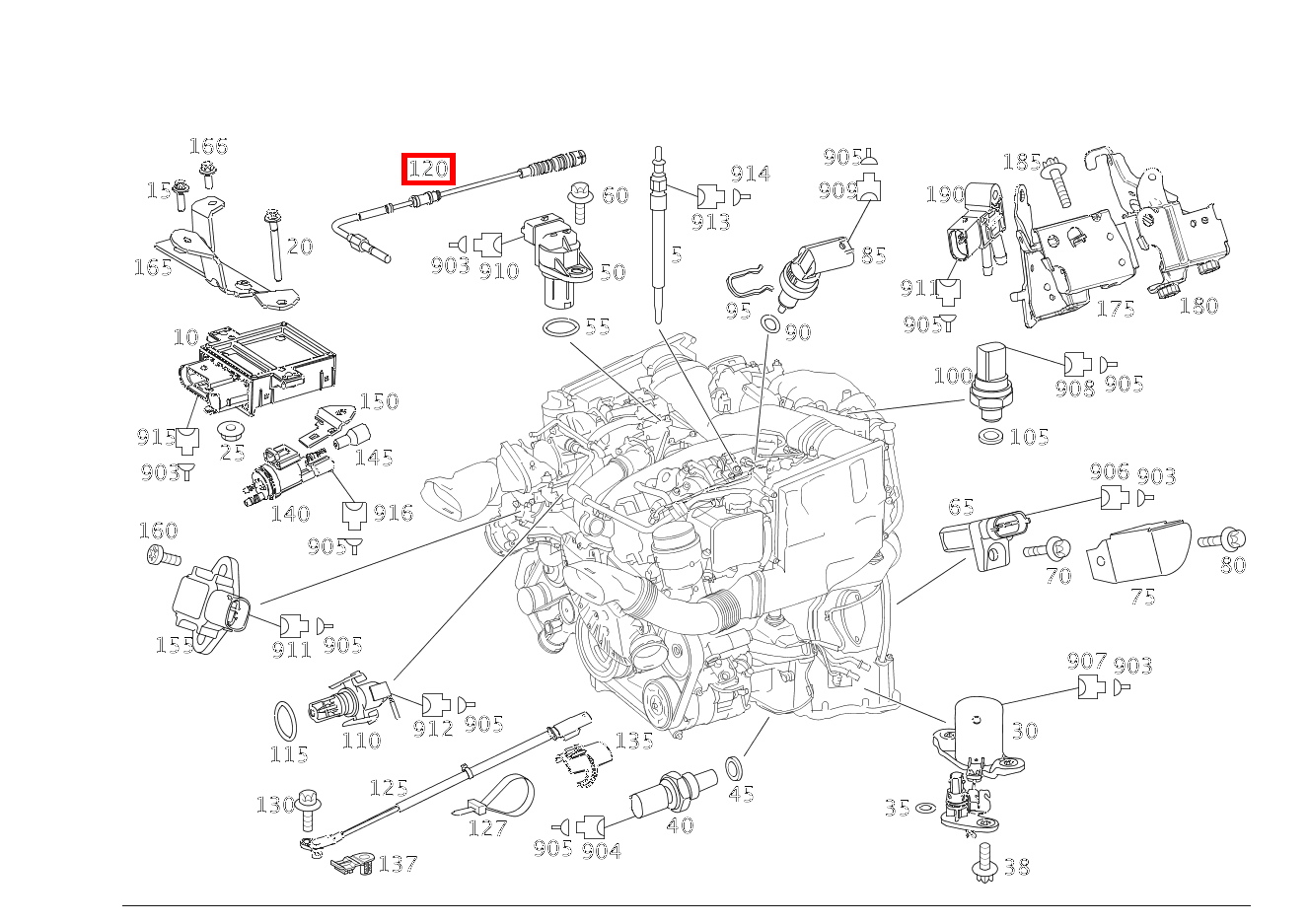 Temperatursensor Abgastemperaturmessung in Krümmer B19/11 E350CDI BE CA 207