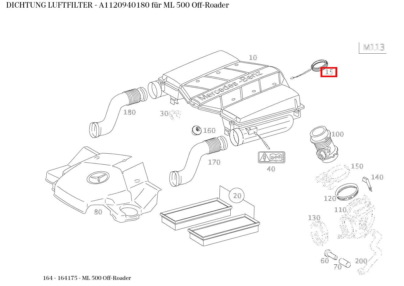 ABDICHTUNG LUFTFILTER ML 500 Off-Roader 164 ABDICHTUNG LUFTFILTER ML 500 Off-Roader 164