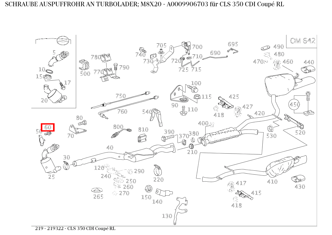 Schraube AUSPUFFROHR AN TURBOLADER; M8X20 CLS 350 CDI Coupé RL 219 Schraube AUSPUFFROHR AN TURBOLADER; M8X20 CLS 350 CDI Coupé RL 219