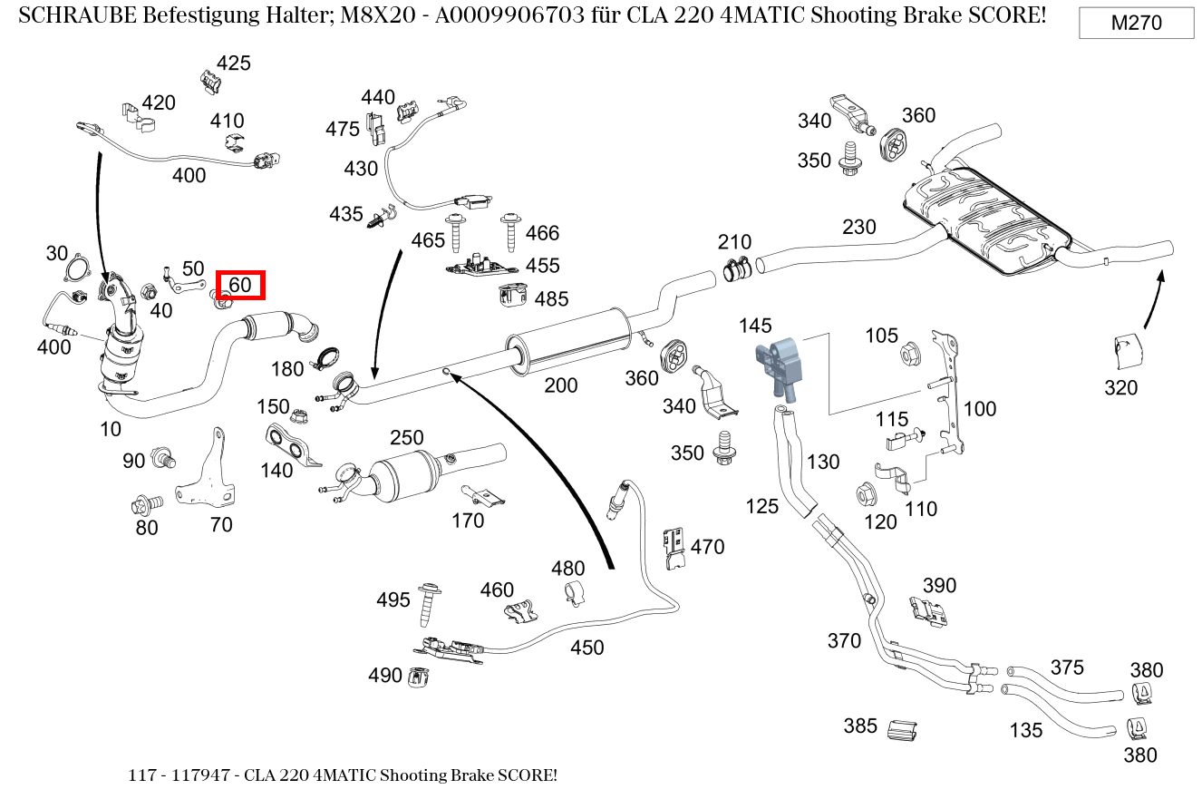 Schraube Befestigung Halter; M8X20 CLA 220 4MATIC Shooting Brake SCORE! 117 Schraube Befestigung Halter; M8X20 CLA 220 4MATIC Shooting Brake SCORE! 117
