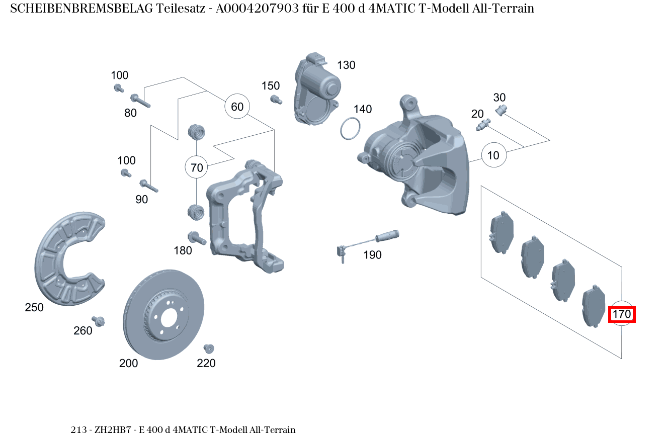 Scheibenbremsbelag Teilesatz E 400 d 4MATIC T-Modell All-Terrain 213