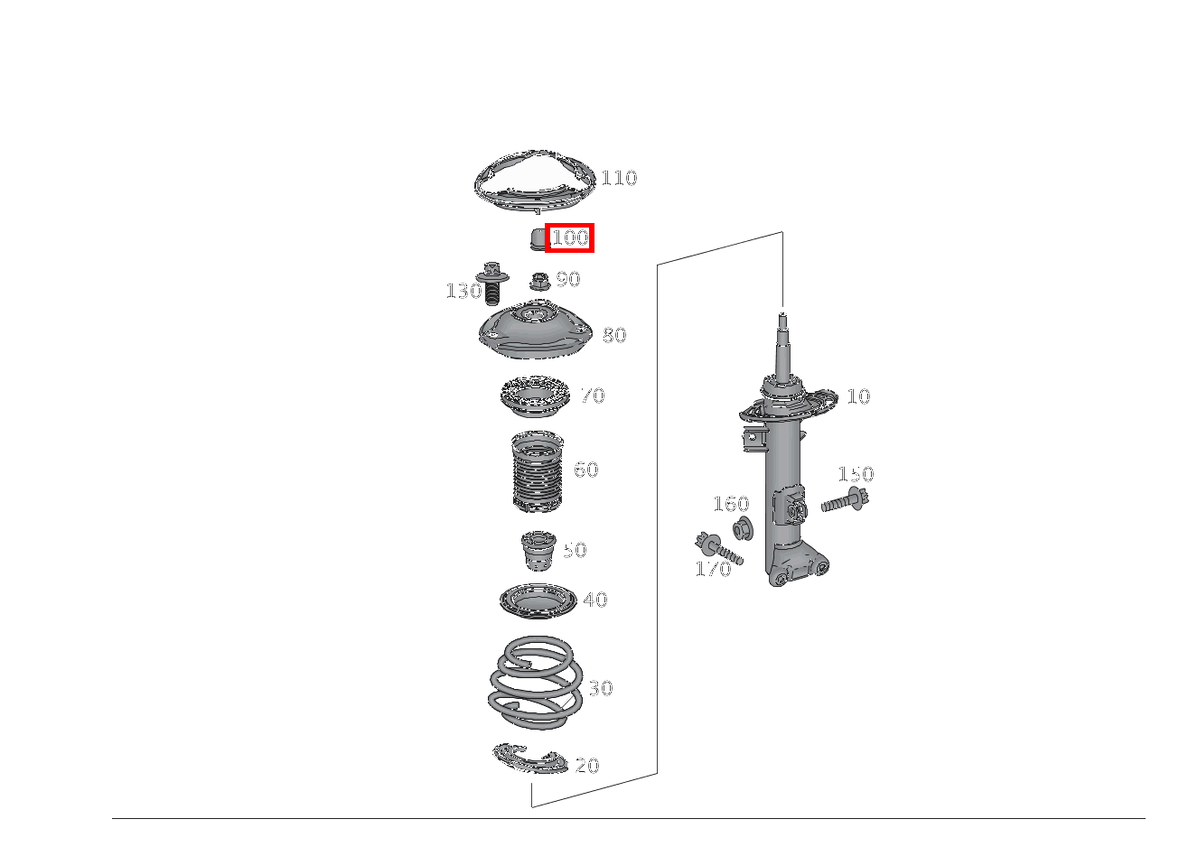 Staubschutzkappe FEDERBEIN OBEN SLK55 AMG 172