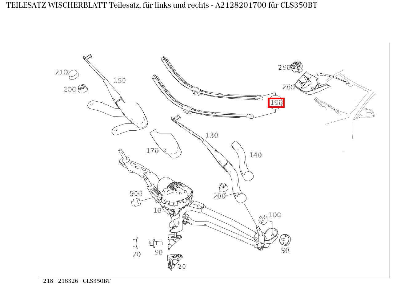 Teilesatz Wischerblatt Teilesatz, für links und rechts CLS350BT 218