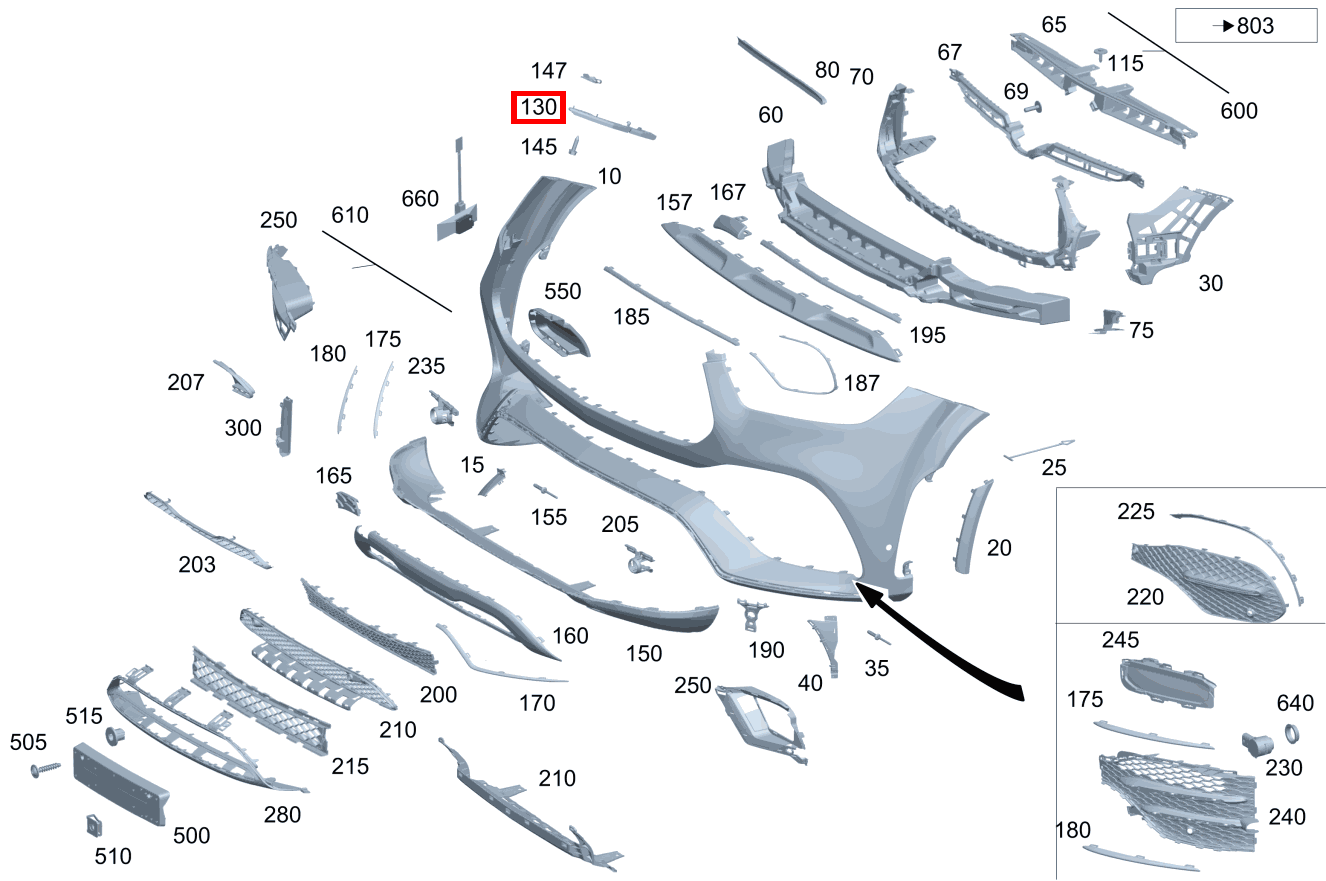 Befestigungsschiene AN STOSSFAENGER, RADLAUF LINKS GLE 400 d 4MATIC 247
