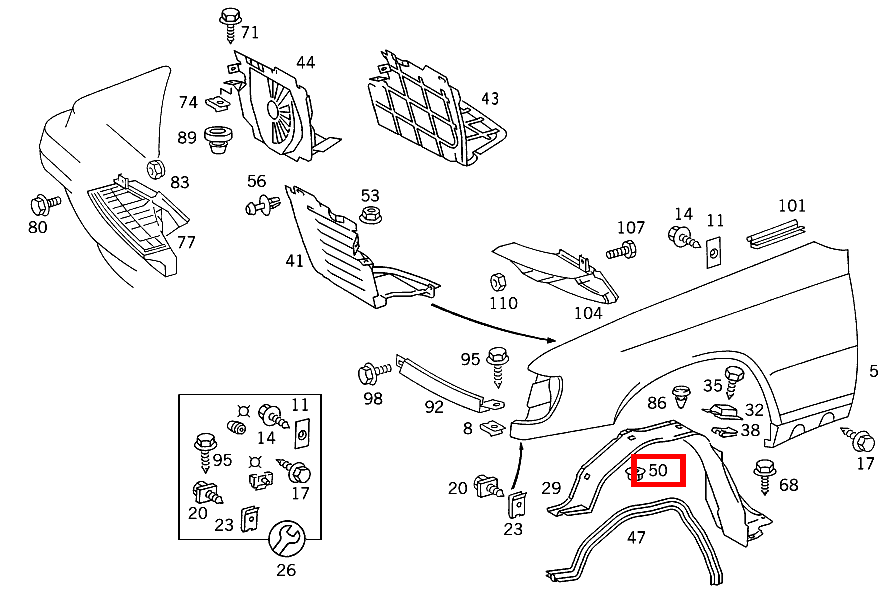 KUNSTSTOFFMUTTER TRENNWAND AN RADEINBAU B 180 247