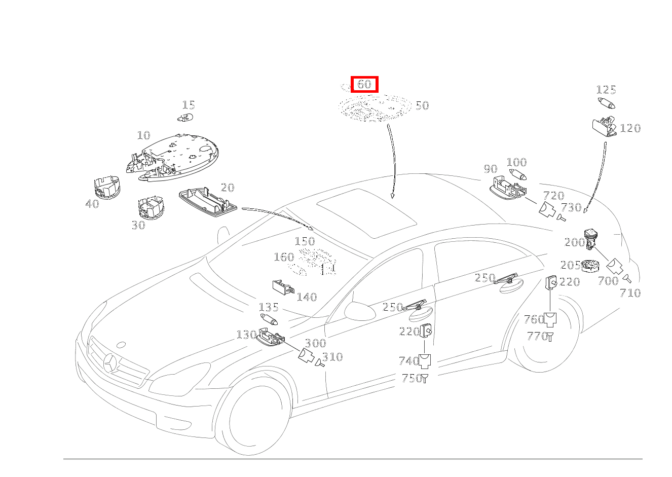 Glühlampe In Dachverkleidung; 12V-6W CLS 55 AMG 219