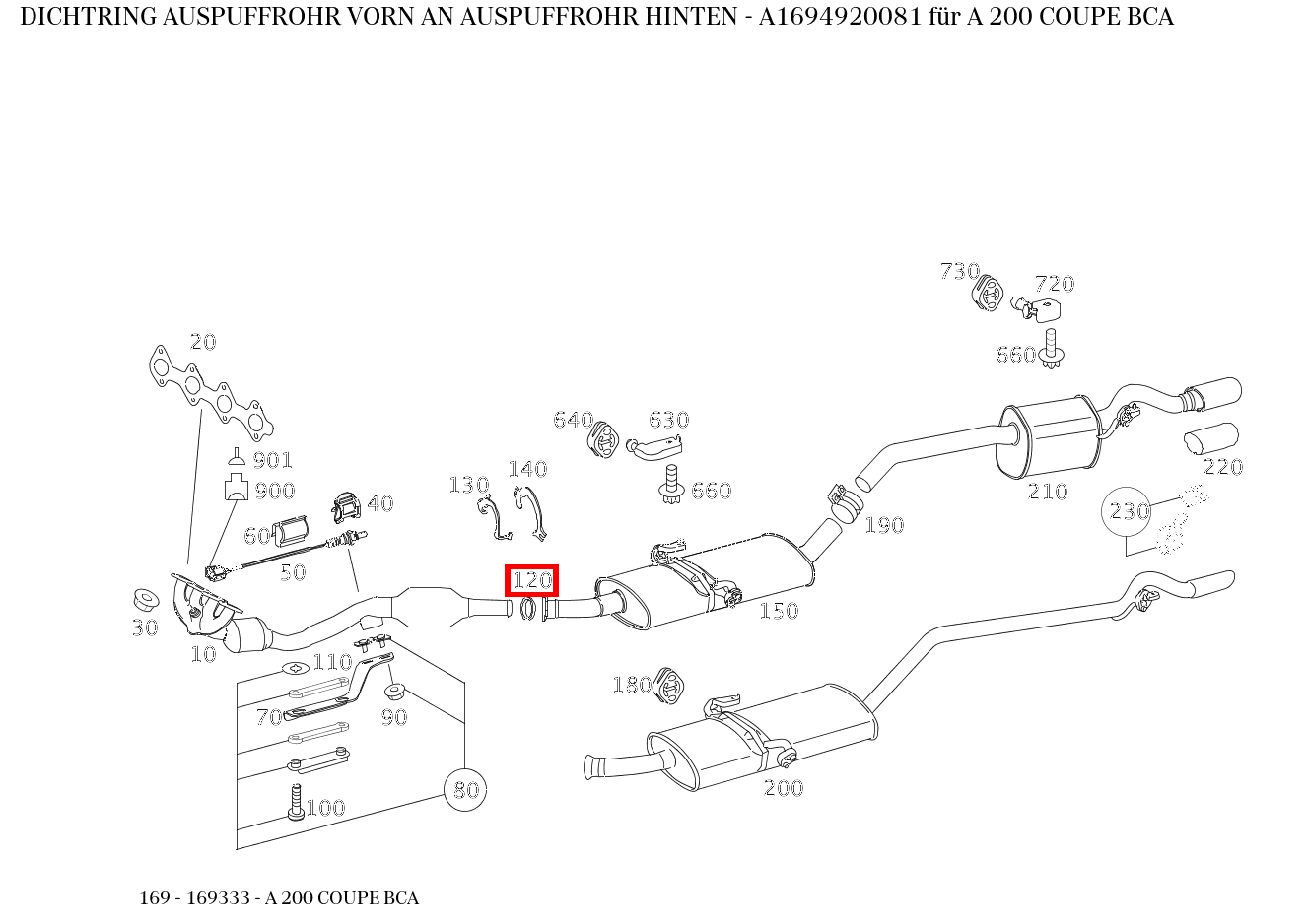 Dichtring AUSPUFFROHR VORN AN AUSPUFFROHR HINTEN A 200 COUPE BCA 169 Dichtring AUSPUFFROHR VORN AN AUSPUFFROHR HINTEN A 200 COUPE BCA 169