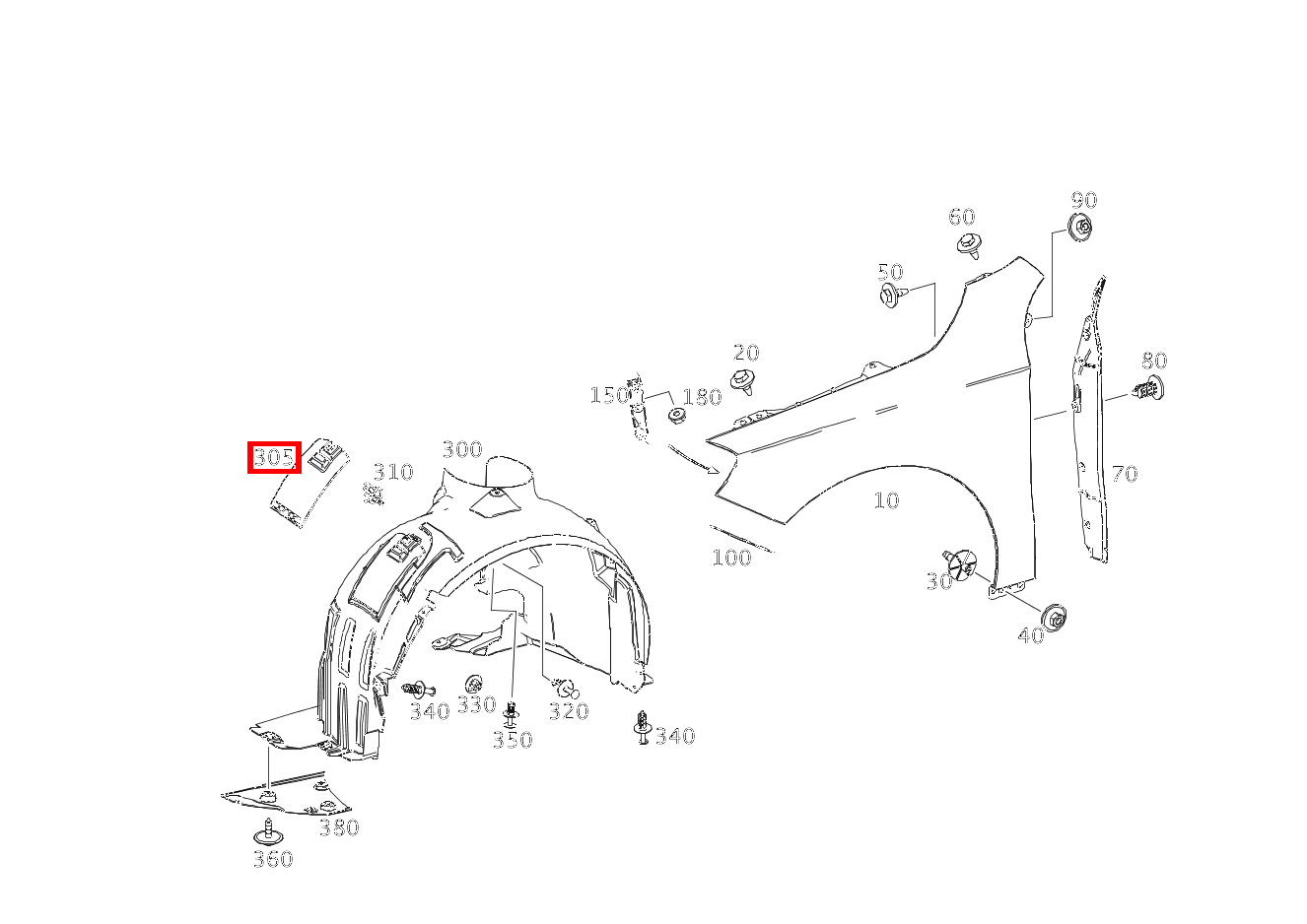 RADLAUFABDECKUNG SERVICEKLAPPE RECHTS A 45 AMG 4MATIC 176