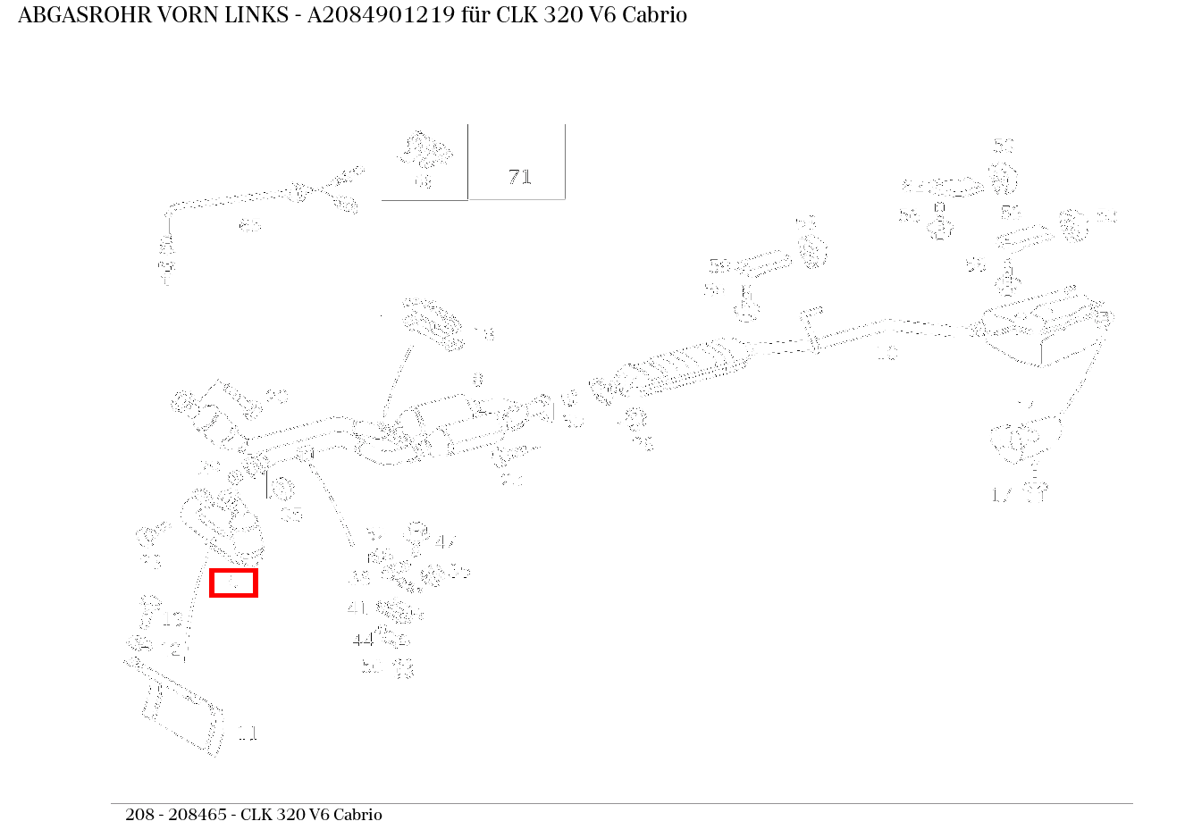 Abgasrohr VORN LINKS CLK 320 V6 Cabrio 208