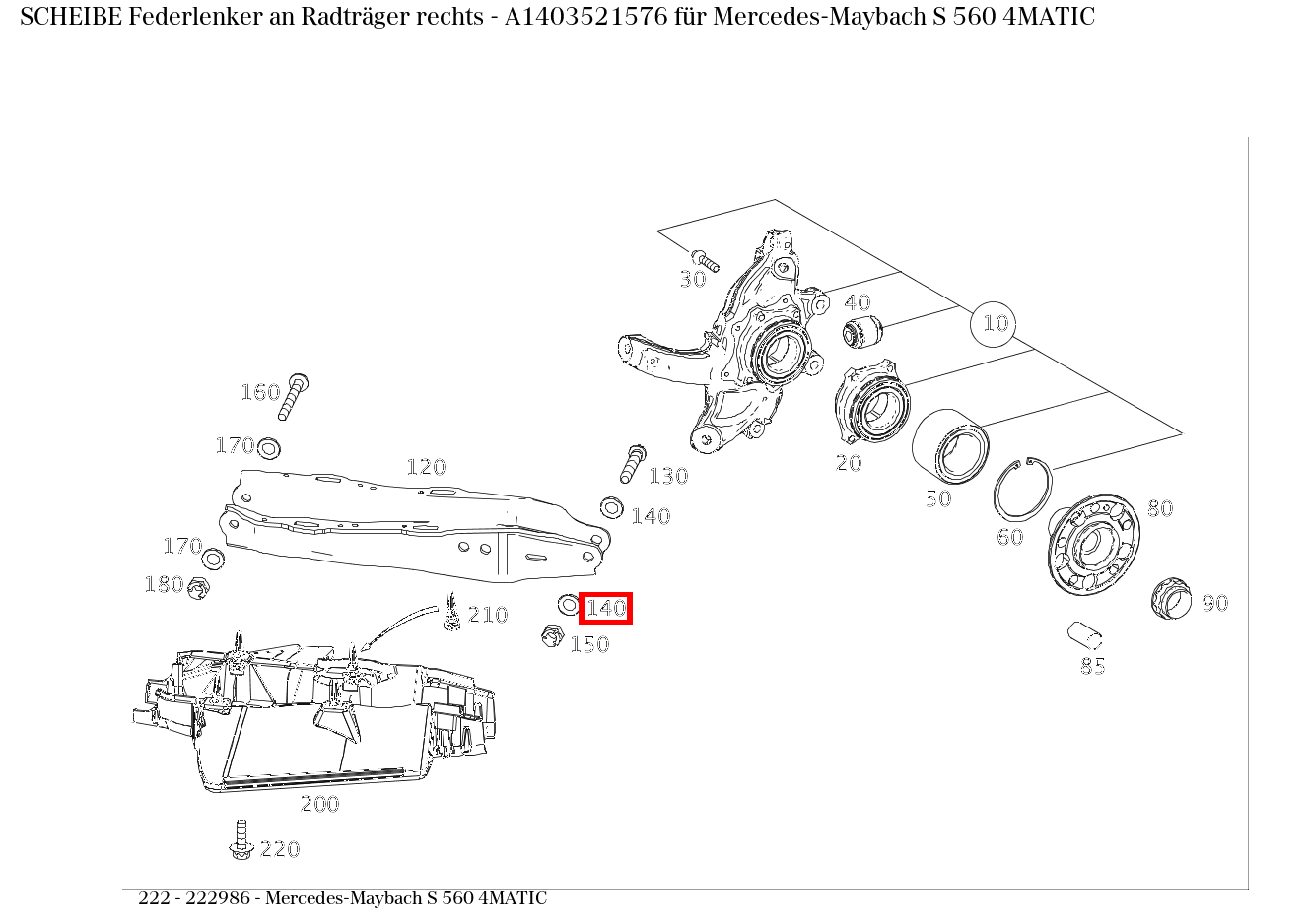Scheibe Federlenker an Radträger rechts Mercedes-Maybach S 560 4MATIC 222 Scheibe Federlenker an Radträger rechts Mercedes-Maybach S 560 4MATIC 222