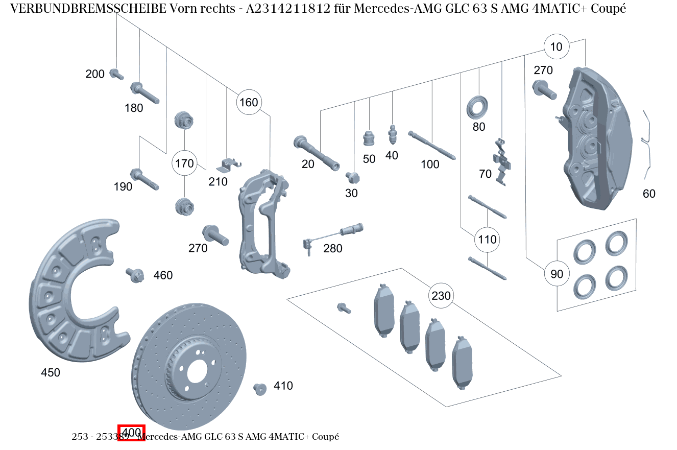 Verbundbremsscheibe Vorn rechts Mercedes-AMG GLC 63 S AMG 4MATIC+ Coupé 253 Verbundbremsscheibe Vorn rechts Mercedes-AMG GLC 63 S AMG 4MATIC+ Coupé 253