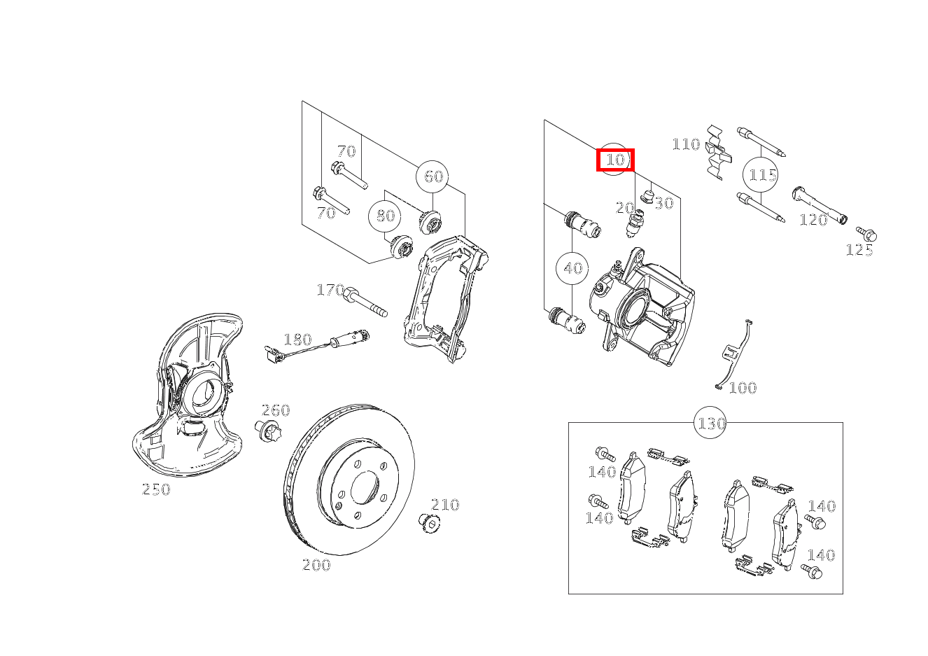 Bremssattel TEILESATZ, RECHTS C63 AMG 204 Bremssattel TEILESATZ, RECHTS C63 AMG 204