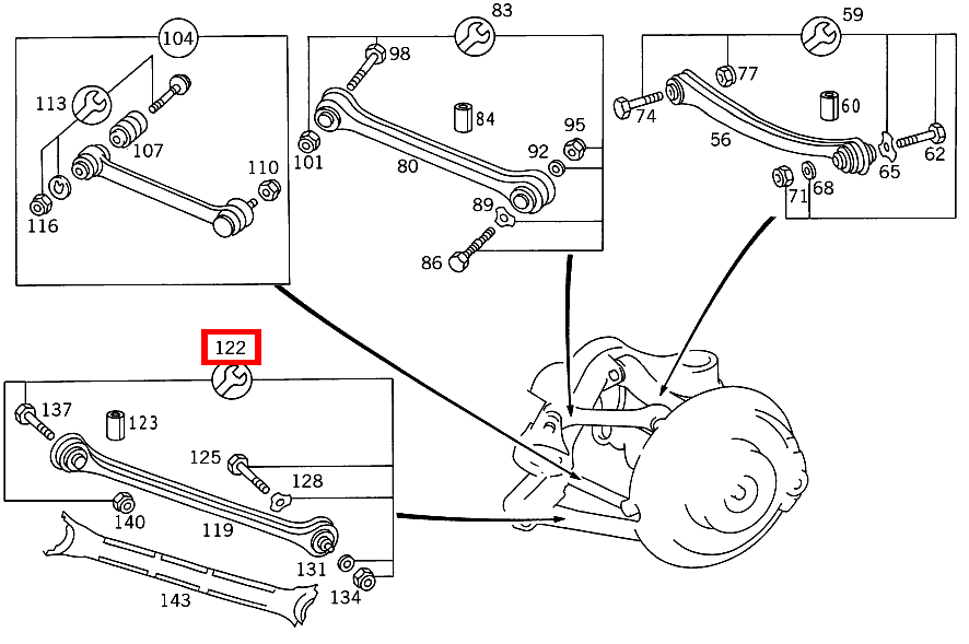 TEILESATZ ZUGSTREBE BEFESTIGUNGSTEILE 300TDT/E300DTDT 4M 124