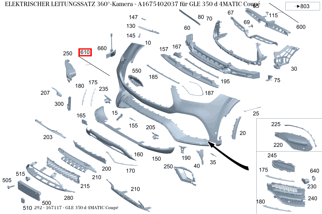 Elektrischer Leitungssatz 360°-Kamera GLE 350 d 4MATIC Coupé 292