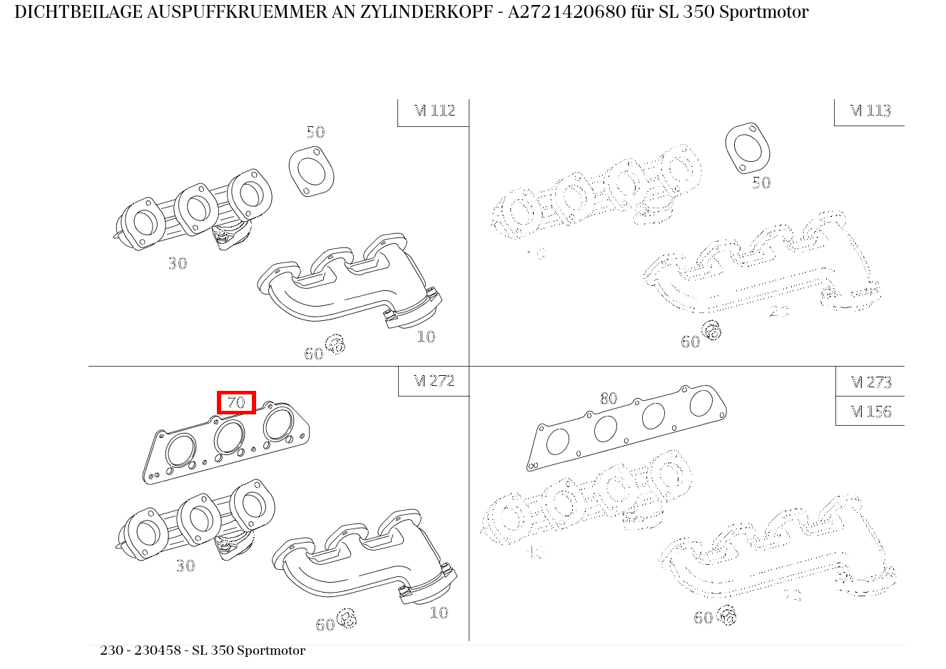 Dichtbeilage AUSPUFFKRUEMMER AN ZYLINDERKOPF SL 350 Sportmotor 230