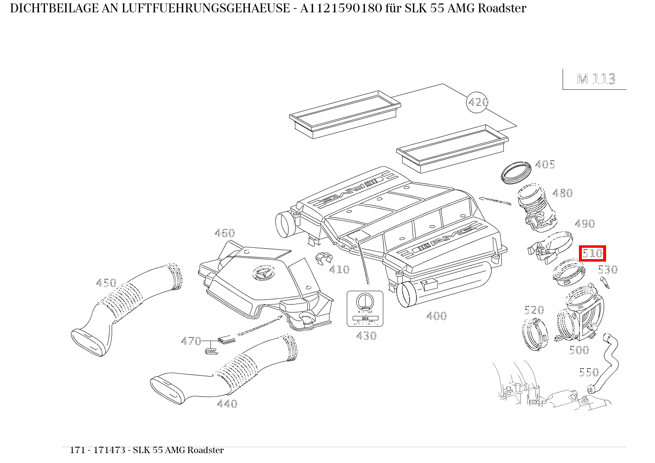 Dichtbeilage AN LUFTFUEHRUNGSGEHAEUSE SLK 55 AMG Roadster 171