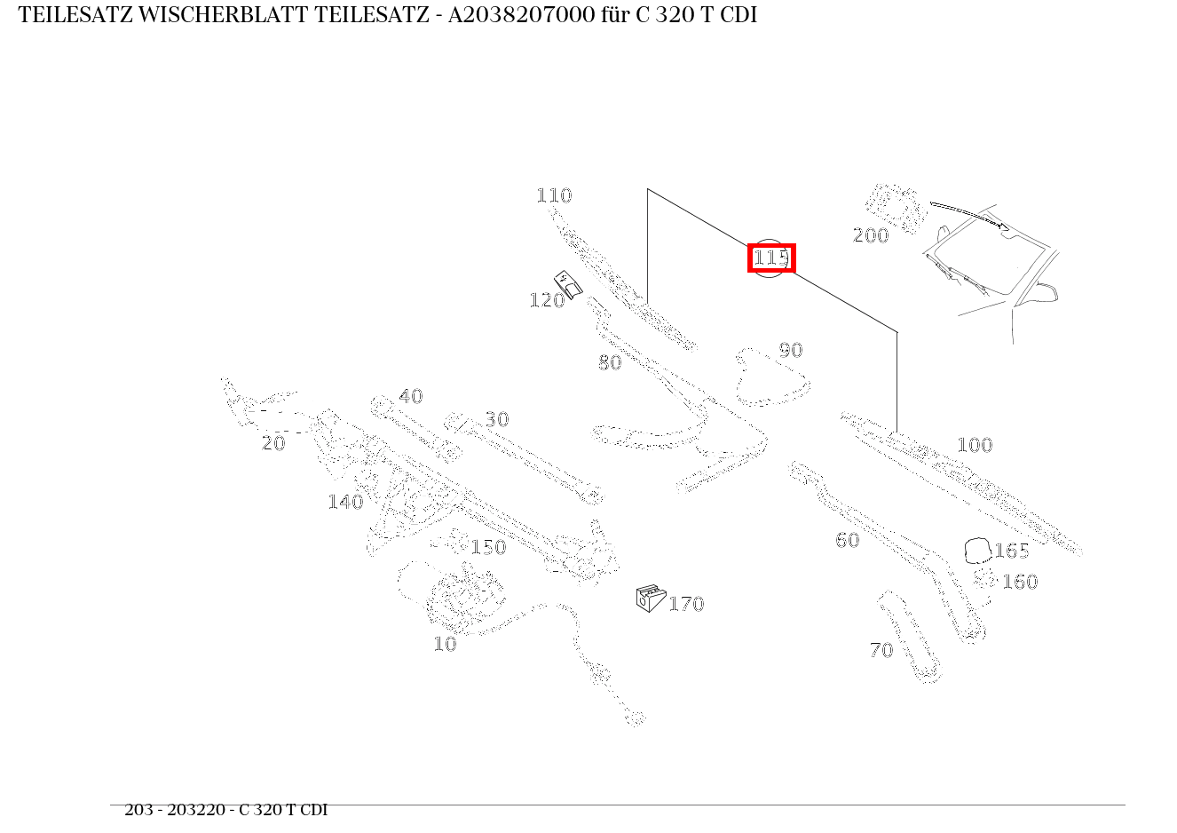 Teilesatz Wischerblatt TEILESATZ C 320 T CDI 203 Teilesatz Wischerblatt TEILESATZ C 320 T CDI 203