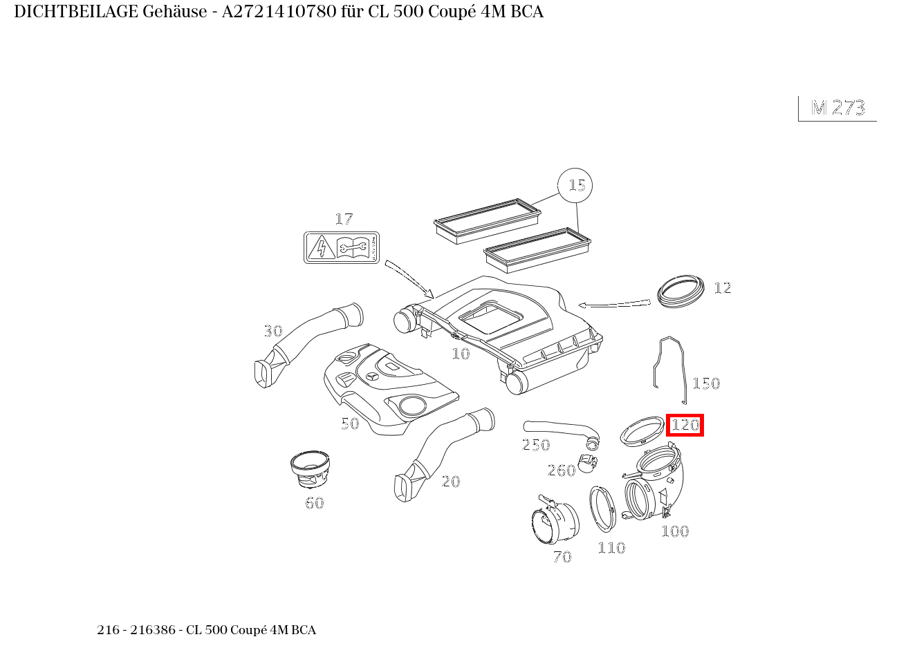 Dichtbeilage Gehäuse CL 500 Coupé 4M BCA 216 Dichtbeilage Gehäuse CL 500 Coupé 4M BCA 216