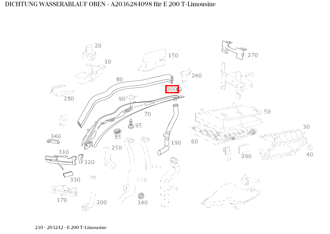 ABDICHTUNG WASSERABLAUF OBEN E 200 T-Limousine 210