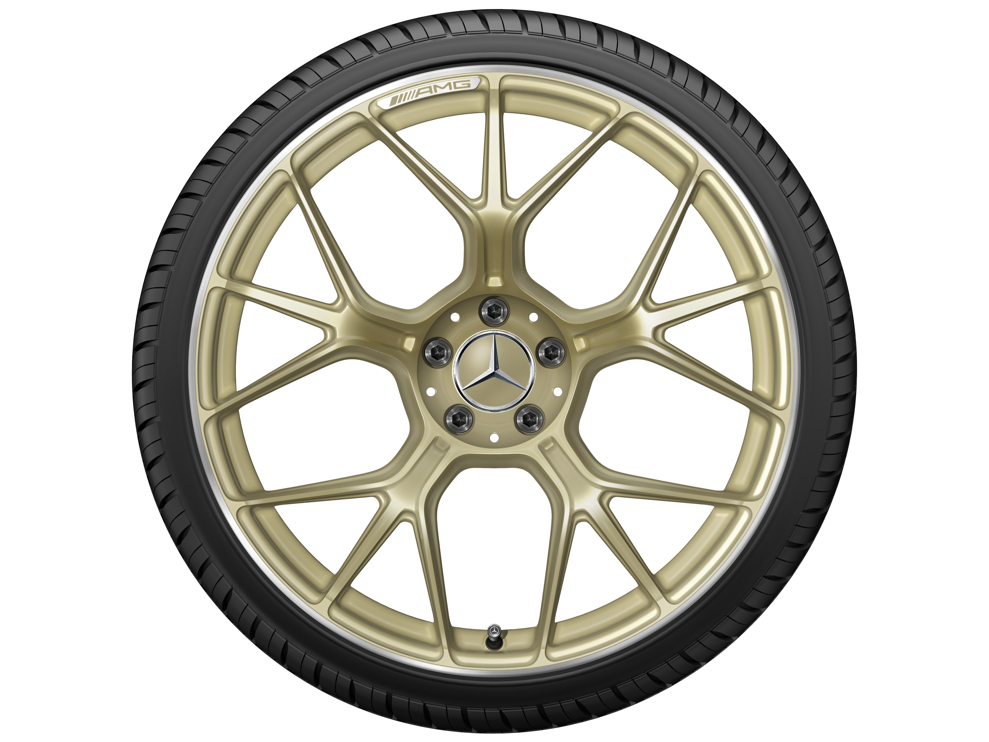 AMG Schmiederad Kreuzspeichen-Design, 21 Zoll, 10,5 J x 21 ET 42, goldfarben