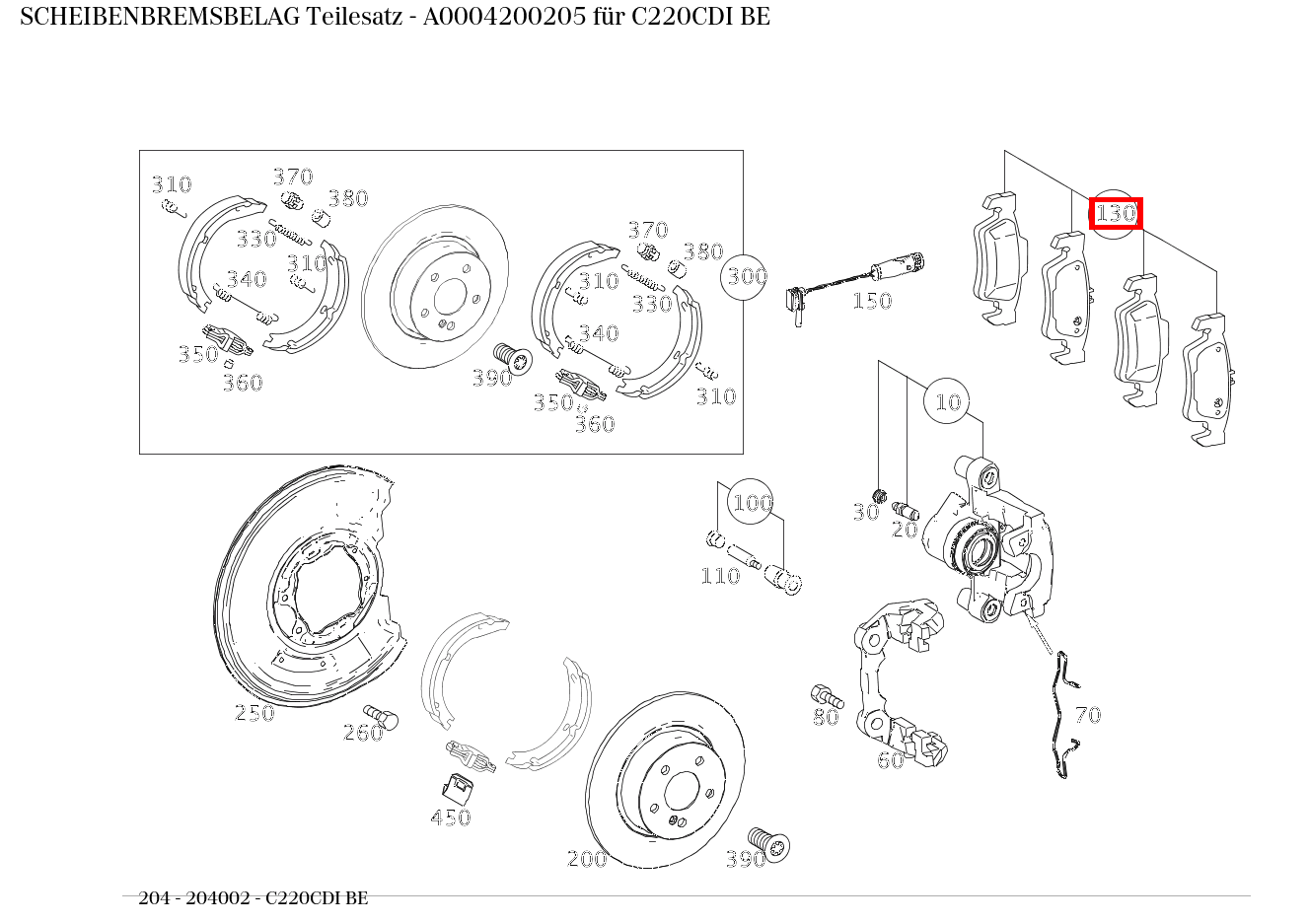 Scheibenbremsbelag Teilesatz C220CDI BE 204 Scheibenbremsbelag Teilesatz C220CDI BE 204