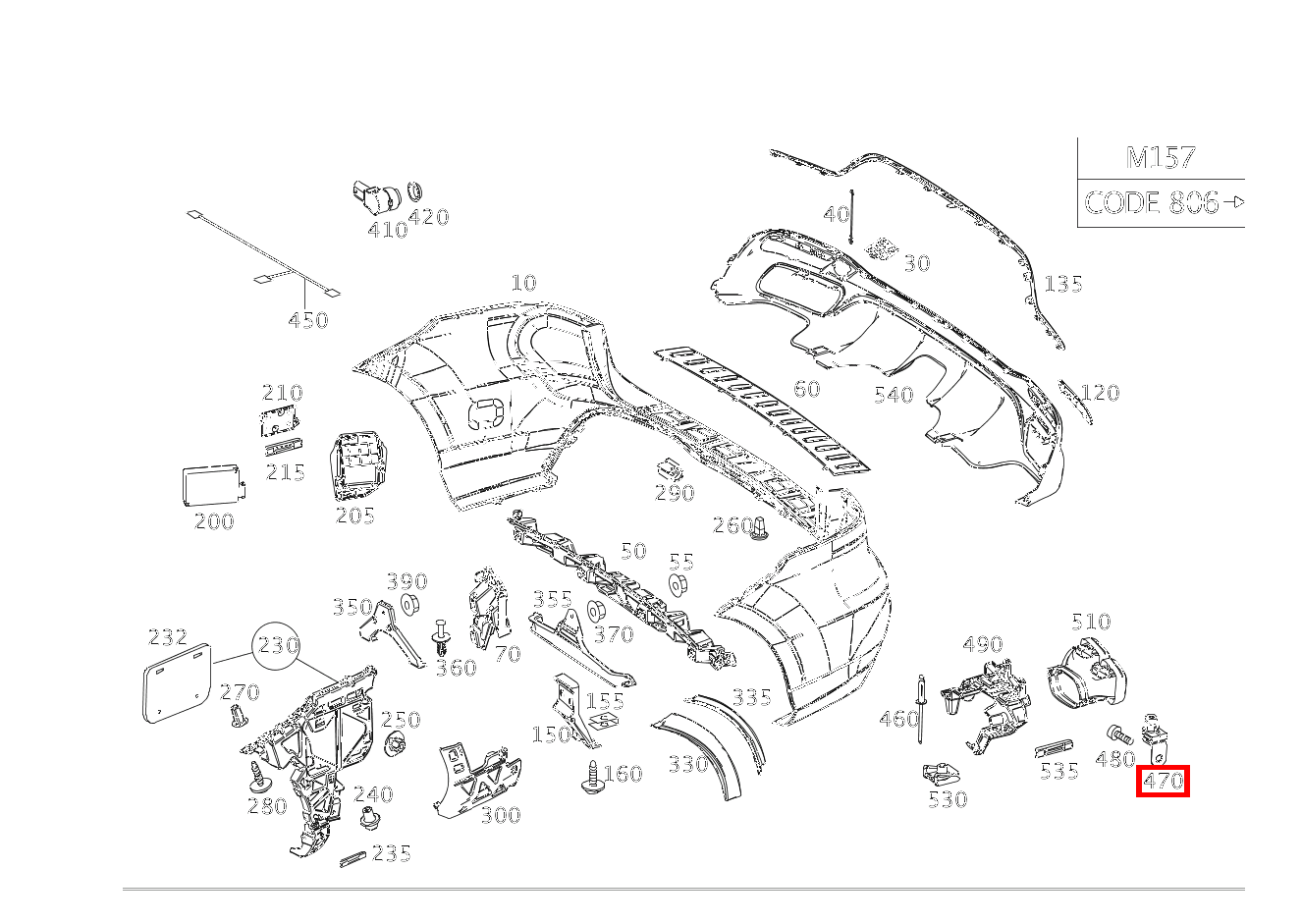 KUNSTSTOFFMUTTER Befestigung Endrohrblende links und rechts ML/GLE 350 4MATIC 166