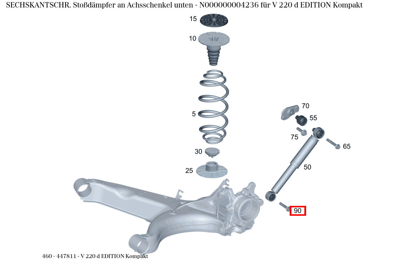 Sechskantschraube Stoßdämpfer an Achsschenkel unten für 190 201, B  