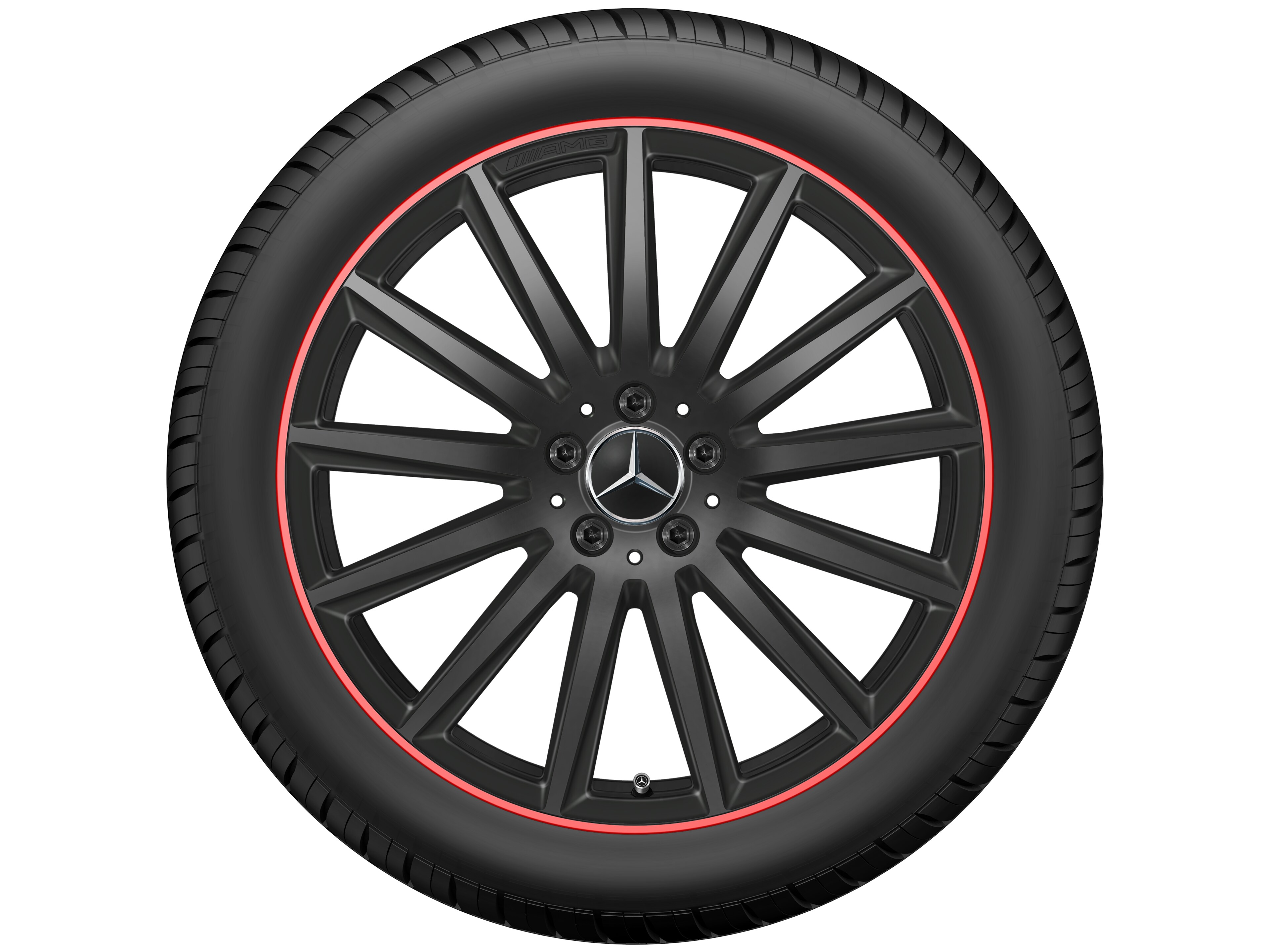 Mercedes-Benz -  AMG Vielspeichen-Rad, 50,8 cm (20 Zoll), Felgenhorn rot lackiert 8 J x 20 ET 48, schwarz