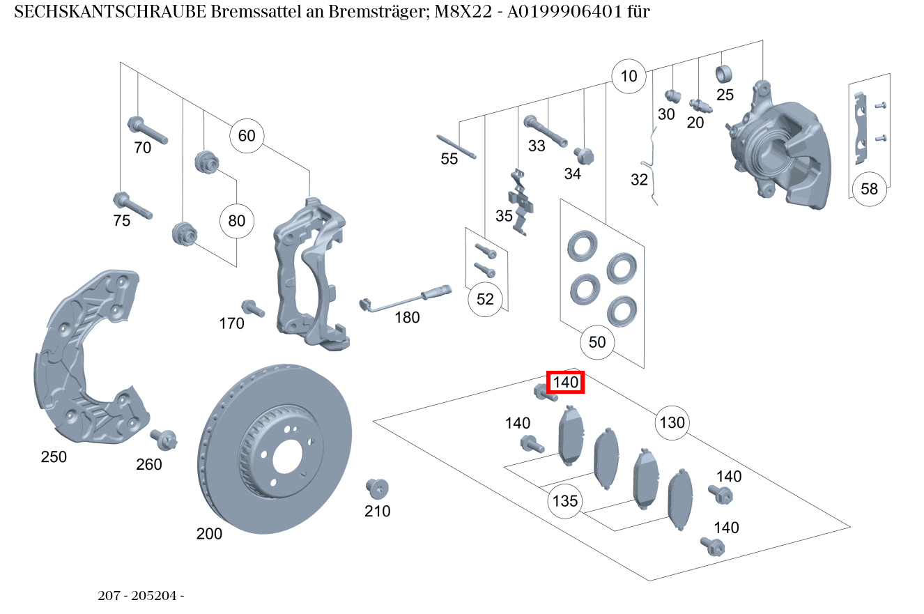 Sechskantschraube Bremssattel an Bremsträger links und rechts  