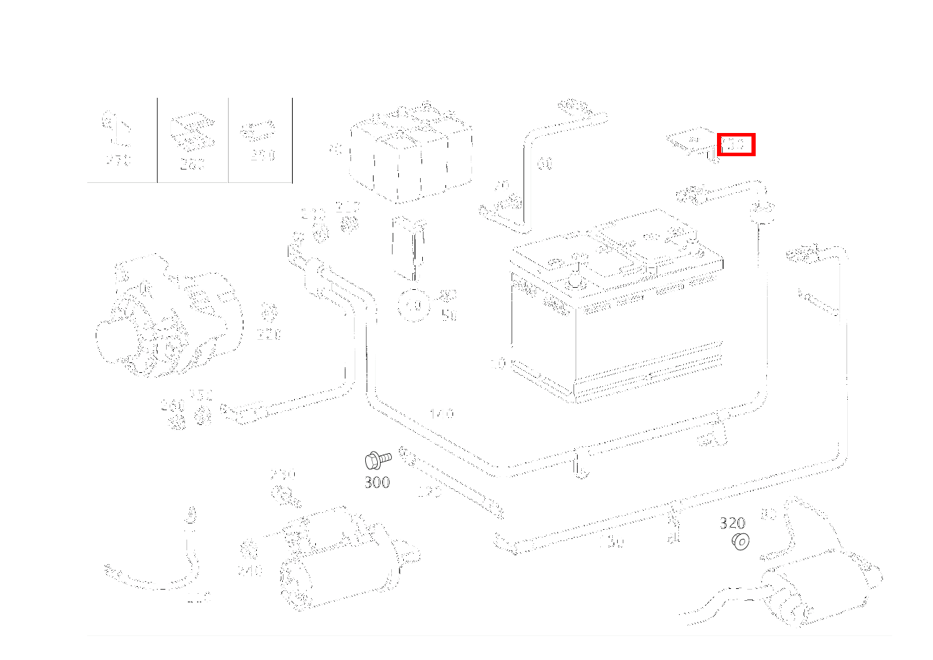Schutzkappe BATTERIE-PLUSPOL SLK 320 AMG KOMP 170