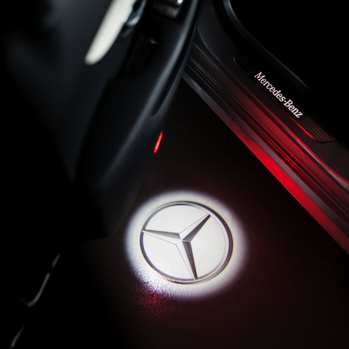 Neue 4 stücke LED Auto Tür Licht Für Mercedes Benz W212 W205 W213 C204 W166  ML GL GLC GLE GLS AMG Logo Willkommen Licht Lampe